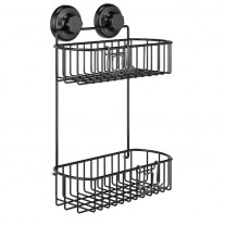 Suction Cup Shower Caddy with Hooks (2 Tier) HA-73136 MBK (BLACK)